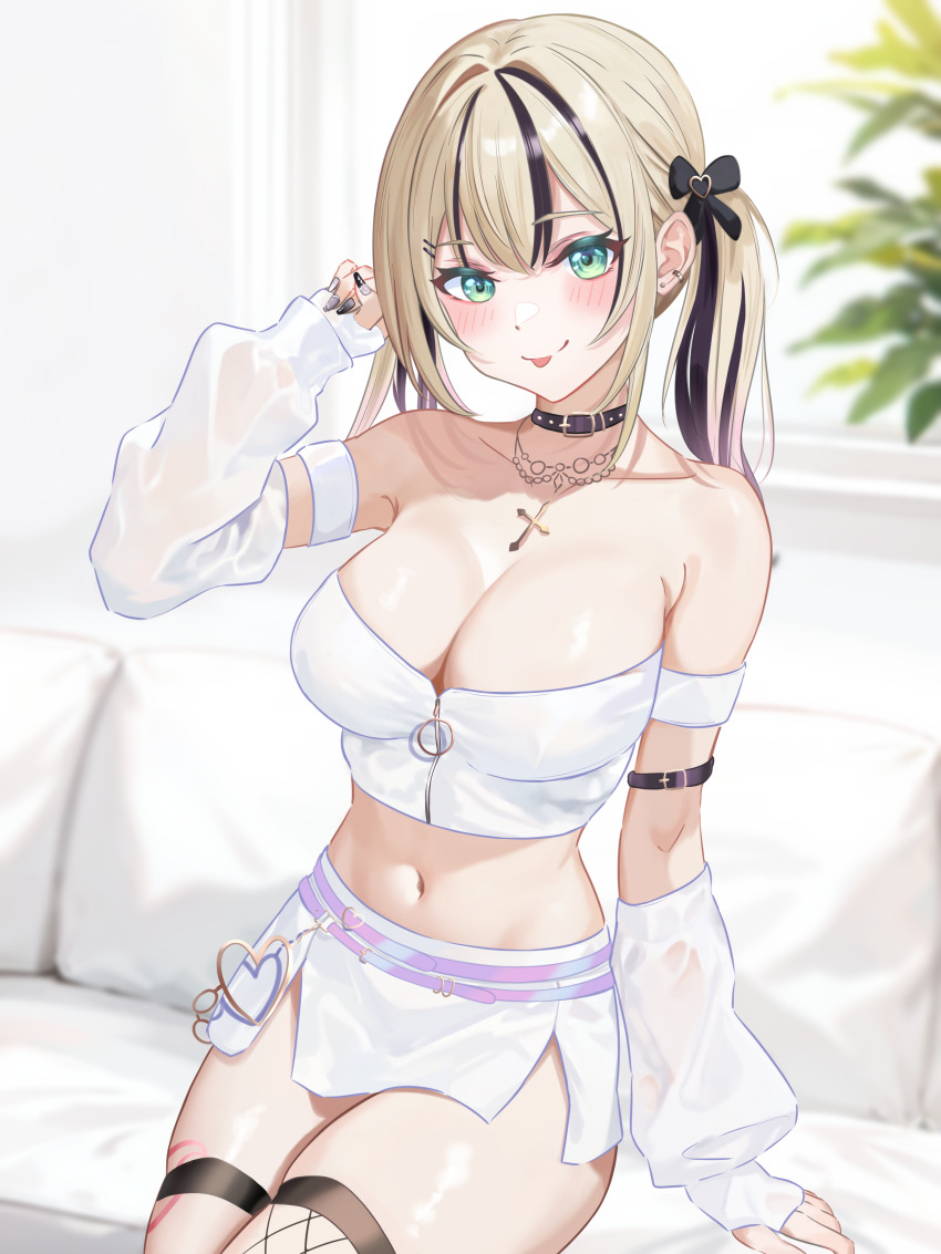 1girl, 428_(user_uzpe7478), absurdres, arm_belt, armpit_crease, bare_shoulders, belt, belt_collar