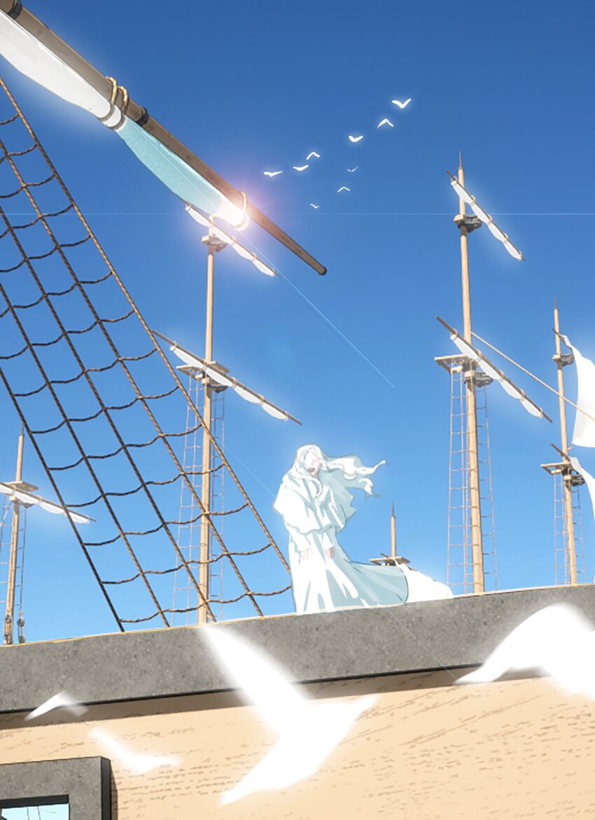 1girl, blue_sky, capelet, clear_sky, day, facing_viewer, final_fantasy, final_fantasy_xiv