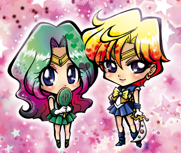 1990s_(style), 2girls, ahoge, bishoujo_senshi_sailor_moon, blonde_hair, blue_eyes, blush, bow