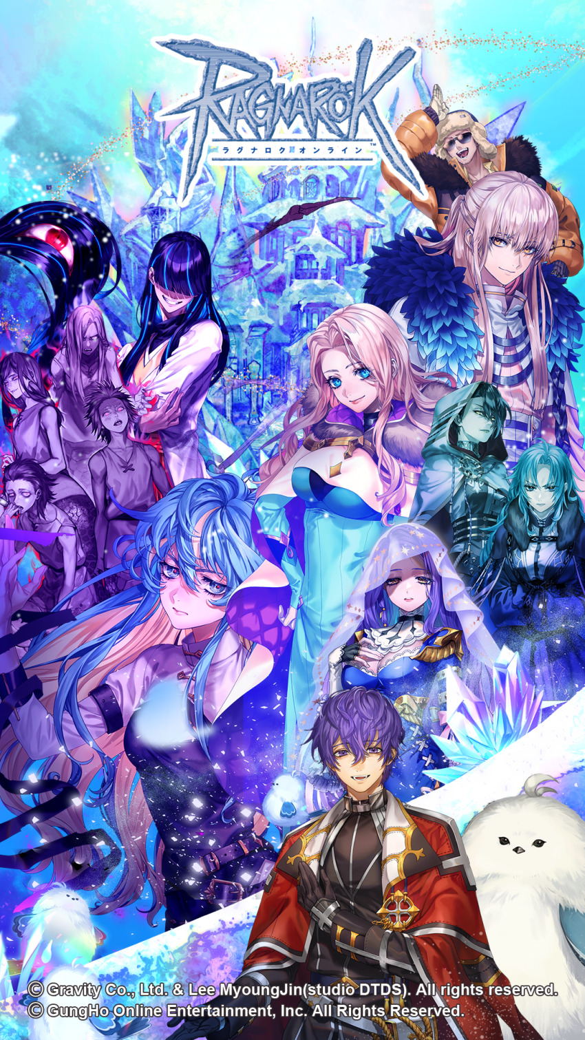 6+boys, 6+girls, aura, aurelie_petit_issgard, bagot_(ragnarok_online), bird, black_eyeliner, black_gloves