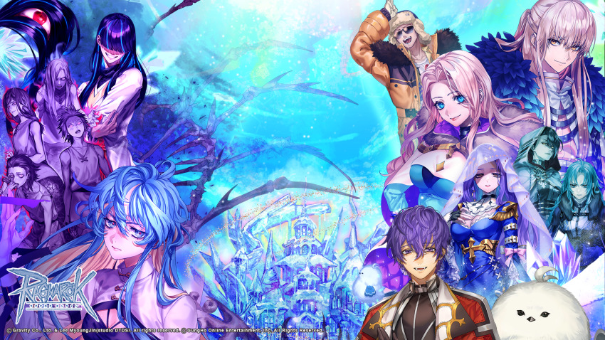 6+boys, 6+girls, aura, aurelie_petit_issgard, bagot_(ragnarok_online), bird, black_eyeliner, black_hair