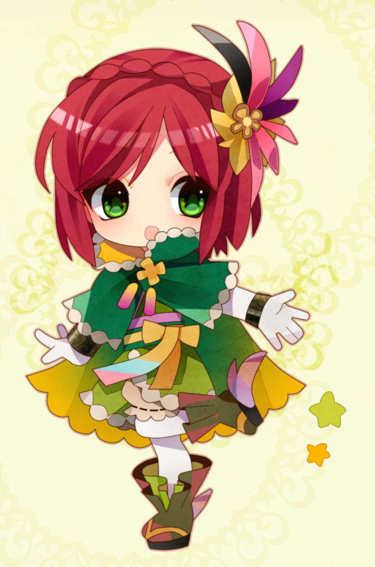 1girl, :o, braid, chibi, chibi_only, cloak, commentary_request, crown_braid