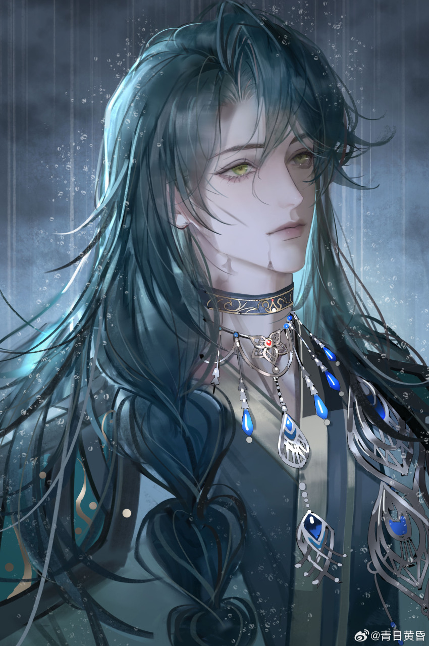 1boy, absurdres, bishounen, braid, chinese_clothes, closed_mouth, code:_kite, hair_down