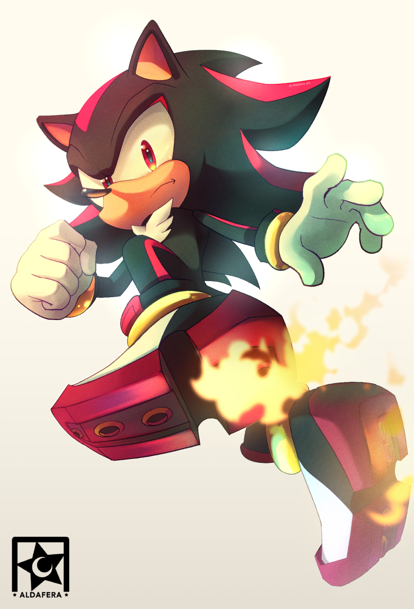 1boy, aldafera_art, artist_logo, clenched_hand, fire, full_body, furry, furry_male