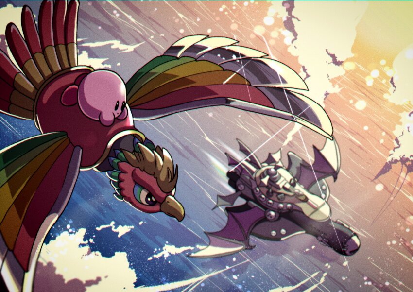 colored_skin, dyna_blade, halberd_(airship), highres, kirby, kirby_(series), kirby_super_star, mokichi_(4exezmfsatnhsm5)