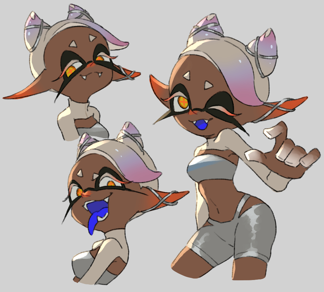 1girl, blue_tongue, colored_extremities, colored_tips, colored_tongue, cone_hair_bun, constricted_pupils, crazy_eyes