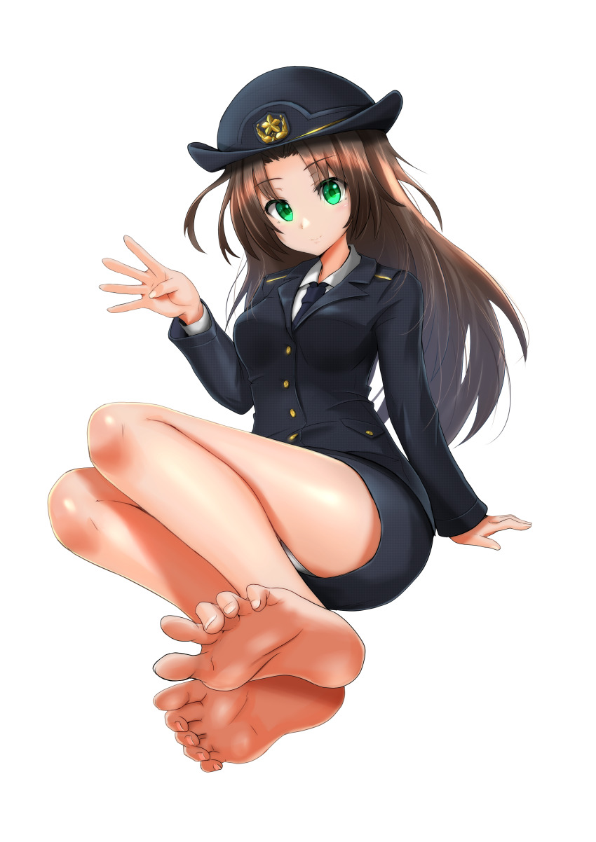 1girl, absurdres, bare_legs, barefoot, black_hair, dodo_(purofu_hitsudoku), feet, foot_focus