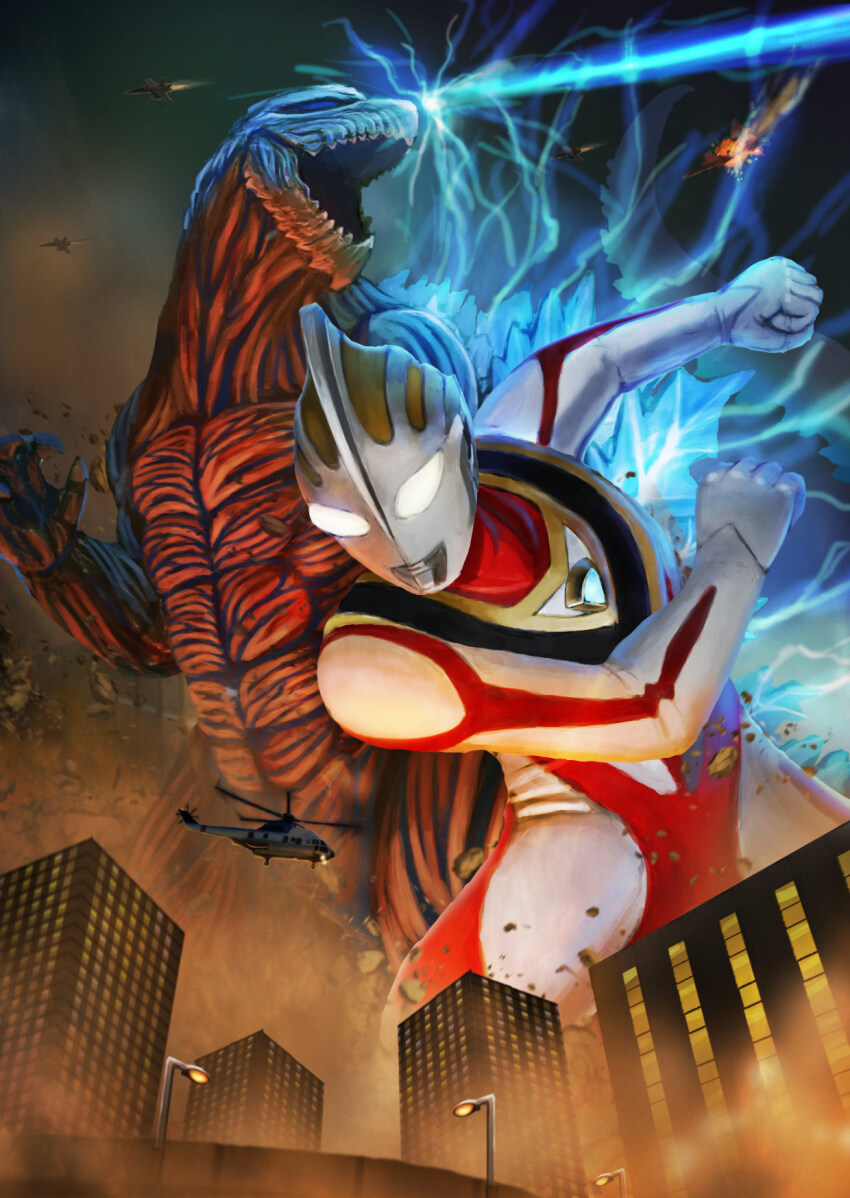 alien, armor, battle, blue_spine, breastplate, claws, color_timer, colored_skin