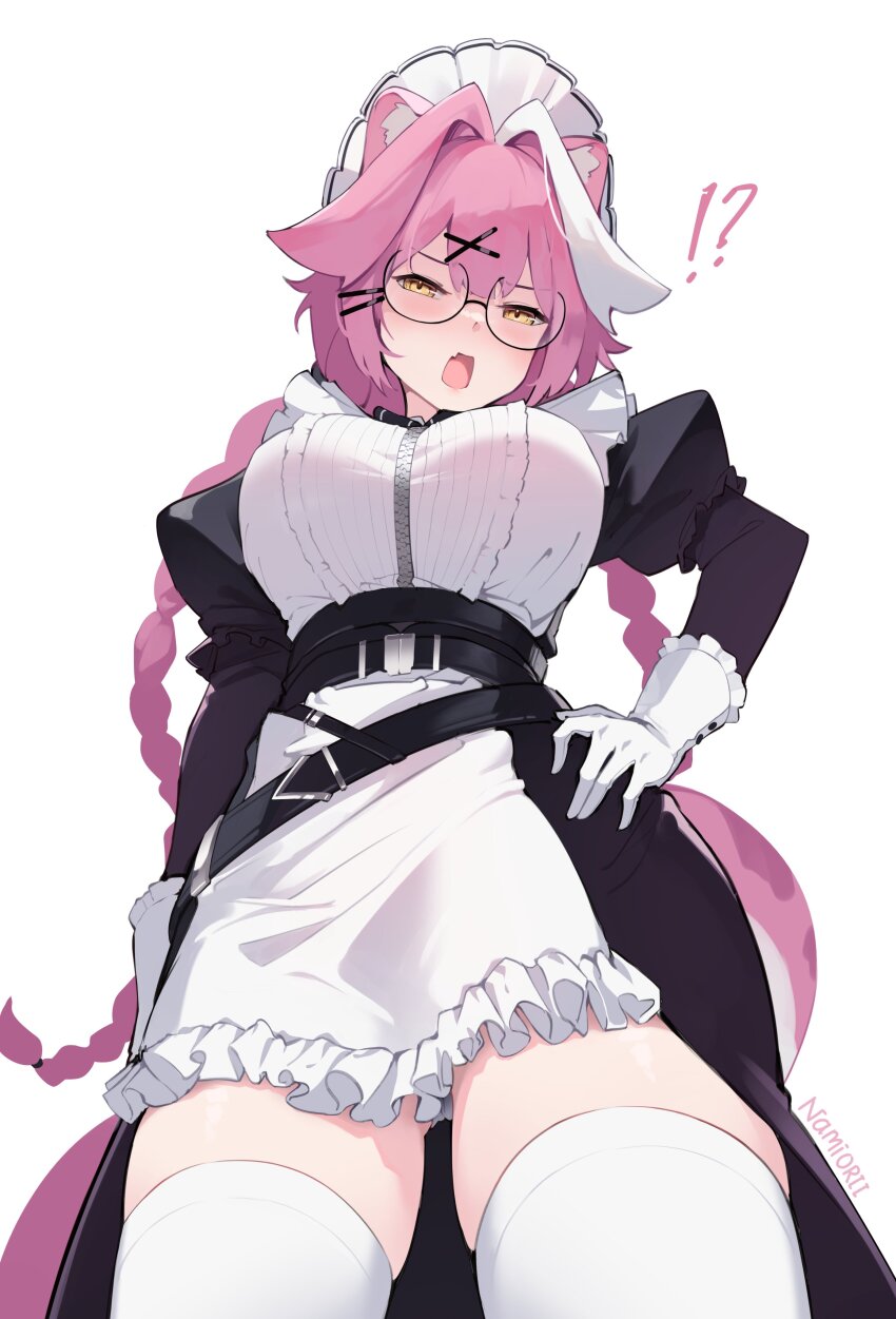 !?, 1girl, absurdres, alternate_costume, angry, animal_ears, artist_name, black_dress