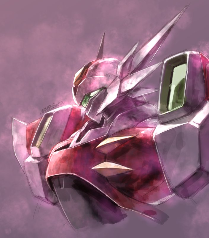 armor, as'maria, exoskeleton, green_eyes, horns, mecha, power_armor, power_suit