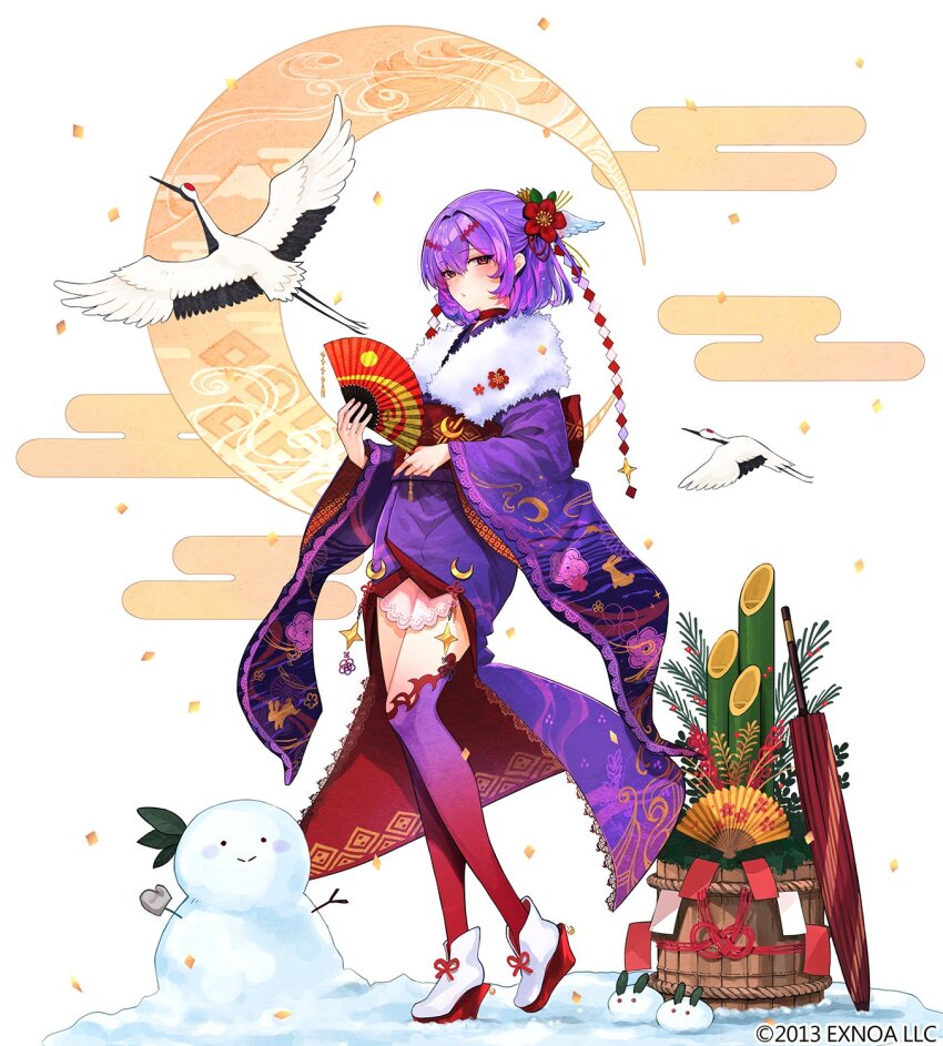 1girl, 2013, :>, animal_print, aran_(sennen_sensou_aigis), bird, blush, bucket