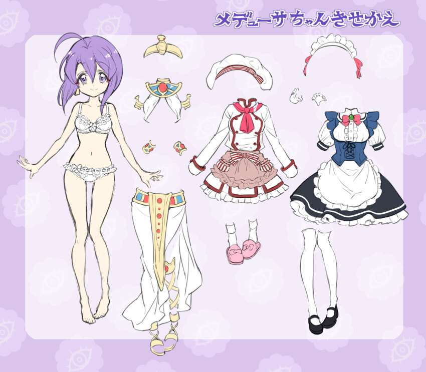 1girl, ahoge, ancient_egyptian, ancient_egyptian_clothes, apron, barefoot, blush, bra