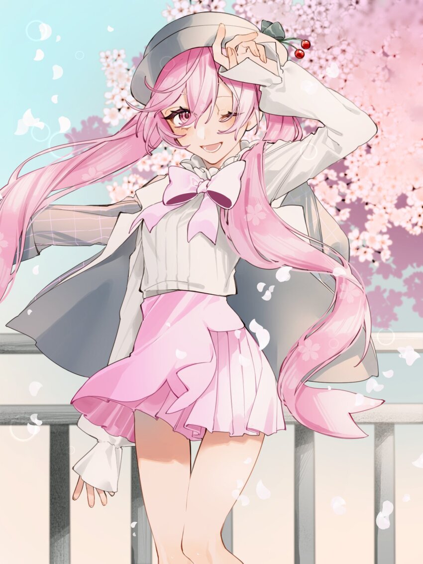 1girl, arm_at_side, asymmetrical_clothes, asymmetrical_skirt, bare_legs, blurry, blurry_background, bokeh