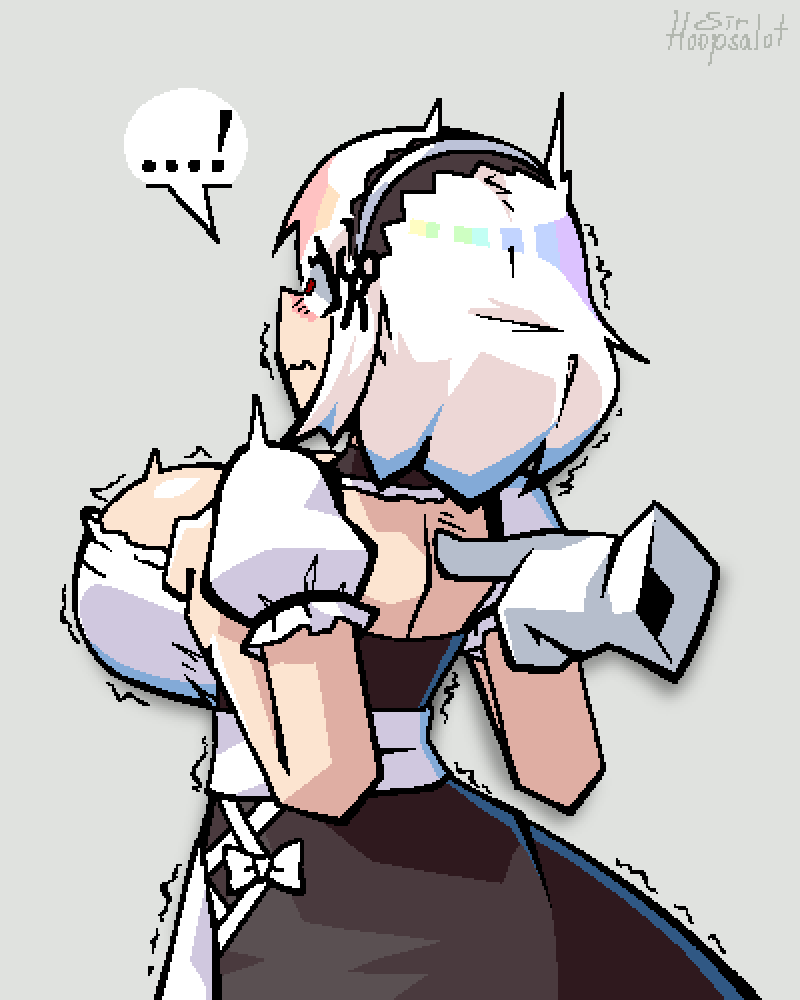 ...!, 1girl, apron, artist_name, azur_lane, back, bare_arms, bow