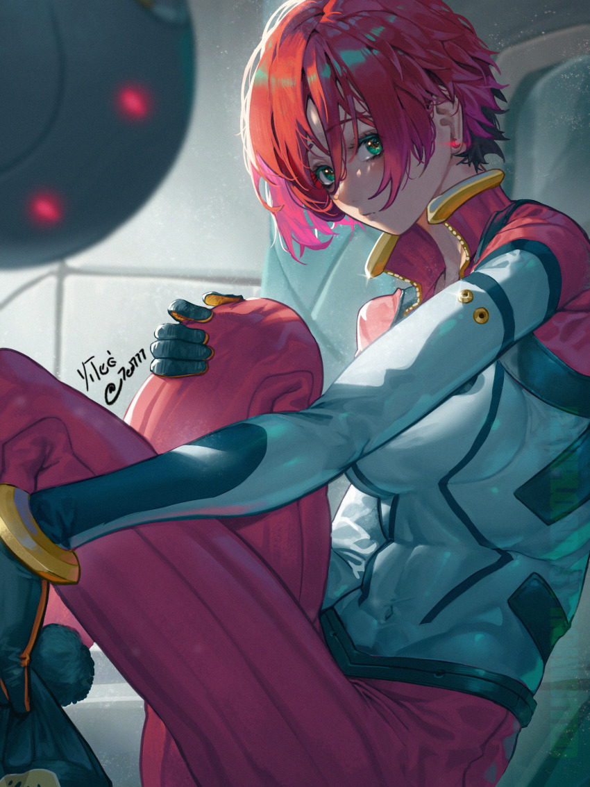 1girl, absurdres, amate_yuzuriha, beanie, bodysuit, commentary_request, covered_navel, earrings