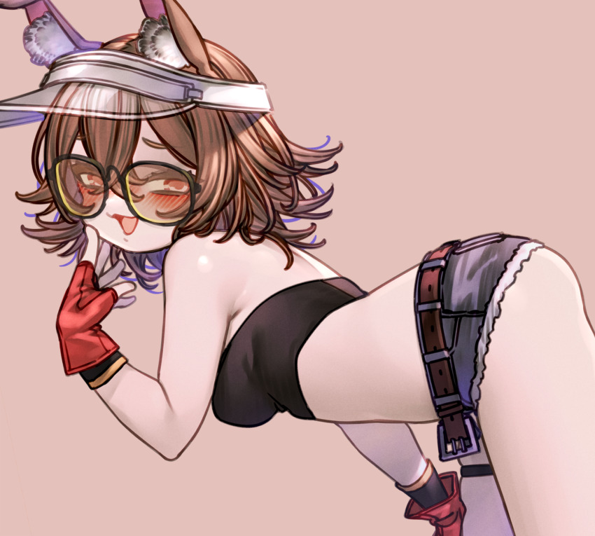 1girl, animal_ear_fluff, animal_ears, arknights, back, bandeau, belt, black_bandeau