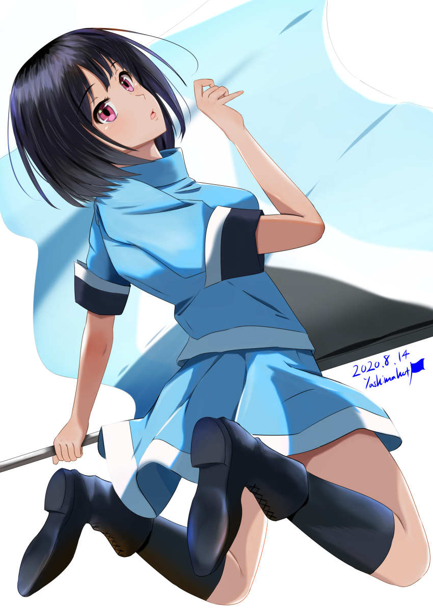 1girl, 2020, absurdres, artist_name, bad_id, bad_pixiv_id, black_hair, boots
