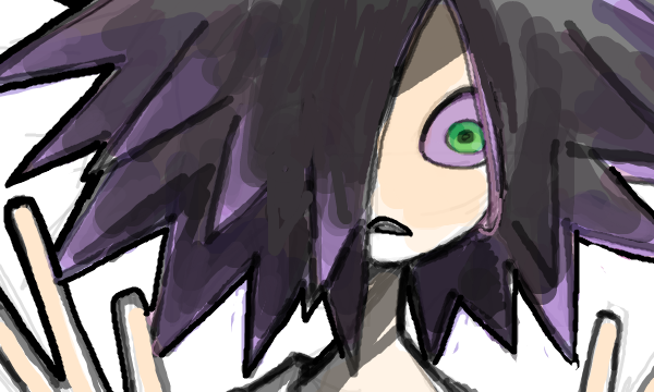 black_hair, colored_sclera, gradient_hair, green_eyes, jyanbodon, looking_at_viewer, multicolored_hair, nintendo