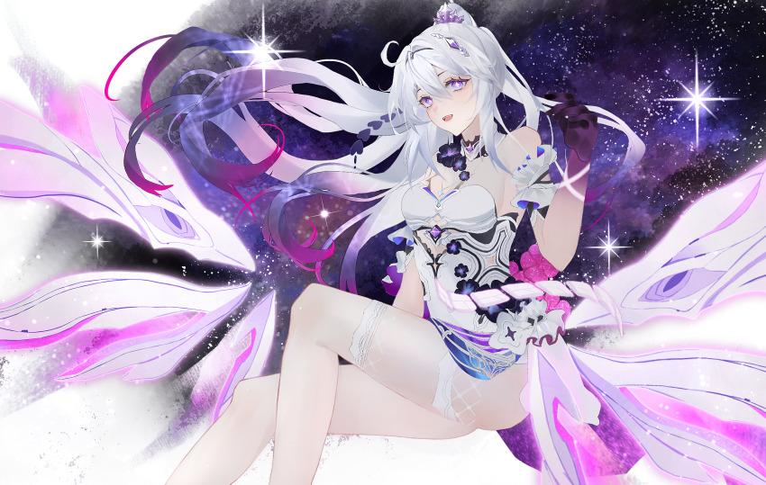 1girl, bare_shoulders, birthday, black_flower, blue_eyes, chinese_commentary, commentary_request, dress