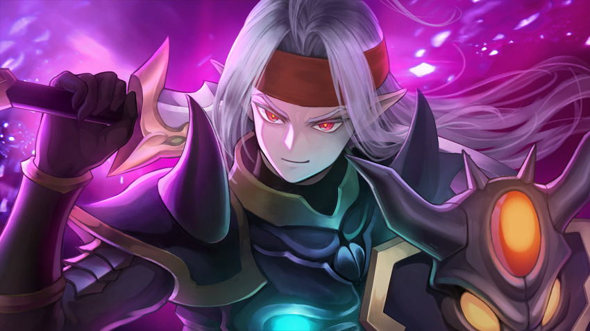 1boy, ahoge, armor, black_armor, black_gloves, colored_eyelashes, commentary_request, dragon_quest