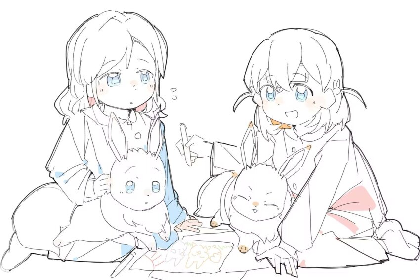 2girls, :d, ^_^, aged_down, blue_eyes, ceras_yanagida_lilienfeld, closed_eyes, collared_shirt