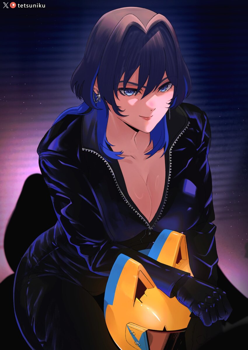 1girl, alternate_costume, animal_ear_helmet, animal_ears_helmet, animal_helmet, biker_clothes, bikesuit, black_bodysuit