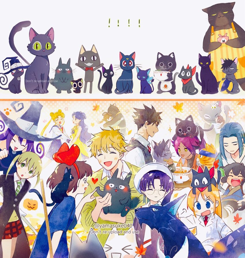 !, !!, 5boys, 6+girls, ^_^, animal, animal_on_head, animalization