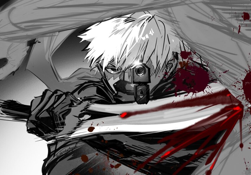 1boy, archer_(fate), blood, emiya_alter, emiya_shirou, fate/grand_order, fate_(series), fighting_stance