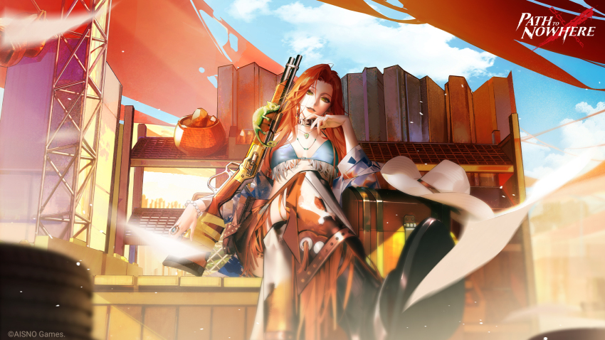 1girl, artist_request, bench, bikini, bikini_top_only, blue_bikini, blurry, blurry_foreground