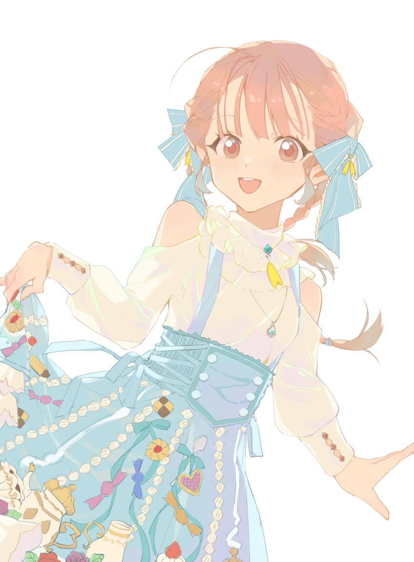 1girl, blush, braid, clothes_lift, dress, highres, kamoto_suzu, medalist_(manga)