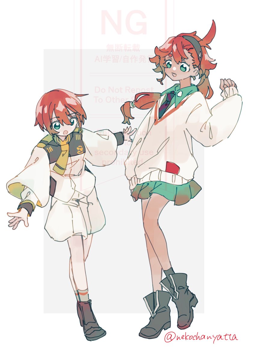 2girls, ahoge, amate_yuzuriha, amate_yuzuriha_(cosplay), asticassia_school_uniform, black_hairband, cosplay, gundam