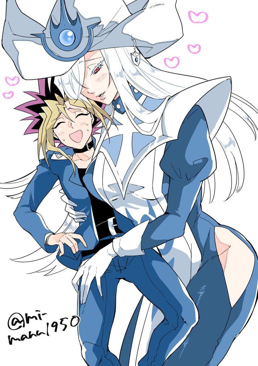 1boy, 1girl, artist_name, bad_id, bad_twitter_id, belt, black_choker, black_shirt