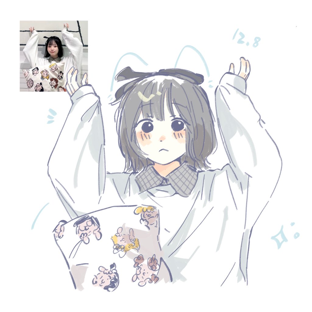 1girl, :<, animification, arms_up, black_eyes, black_hair, black_ribbon, blush