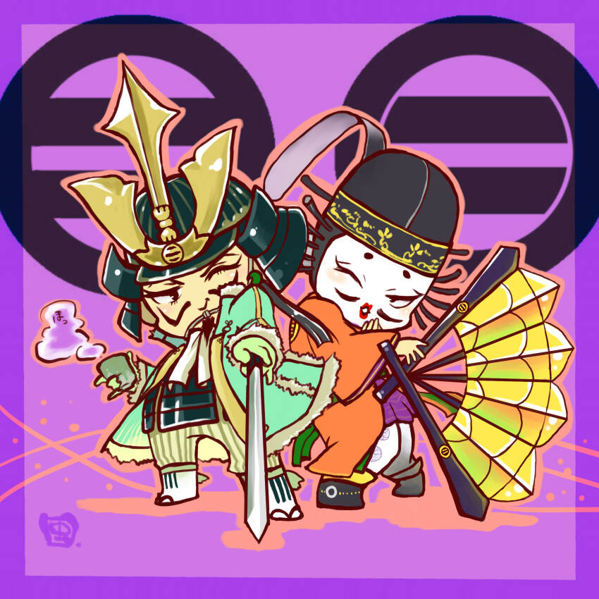 2boys, :o, absurdres, aqua_coat, armor, chibi, chibi_only, coat