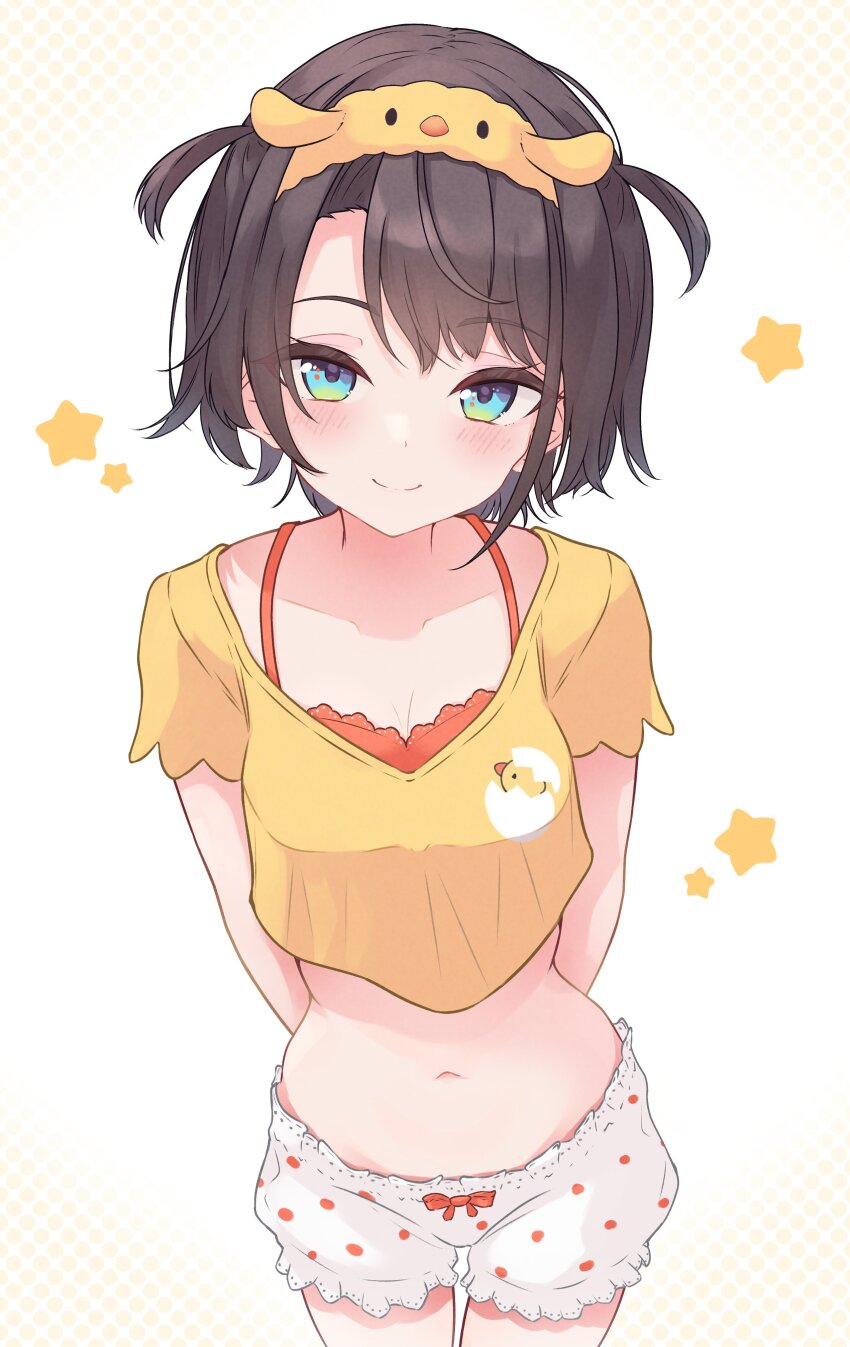 1girl, absurdres, animal_hairband, bloomers, blue_eyes, blush, bra, bra_strap