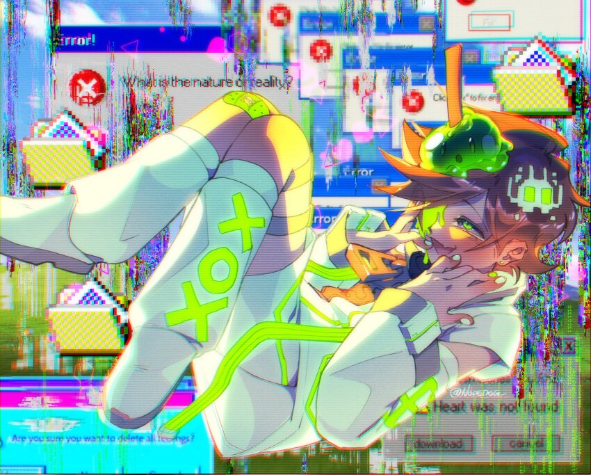 1boy, alternate_costume, androgynous, animification, bishounen, bliss_(image), blush, boots