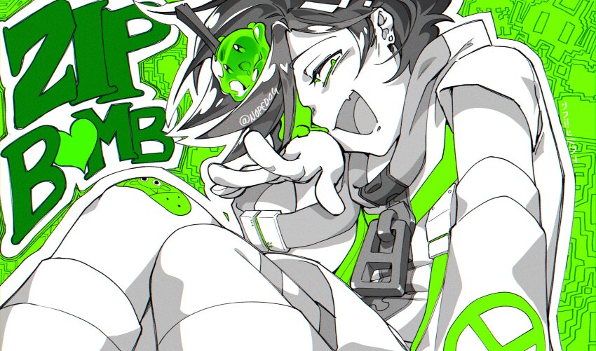 1boy, absurdres, alternate_costume, animification, bandaid, commentary, connor_(nopedog), cyber_fashion