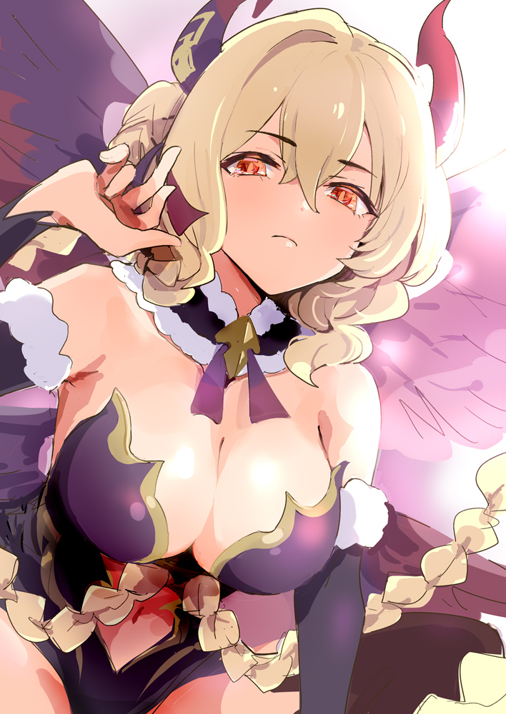 1girl, absurdly_long_hair, bare_shoulders, black_dress, black_wings, blonde_hair, braid, braided_hair_rings