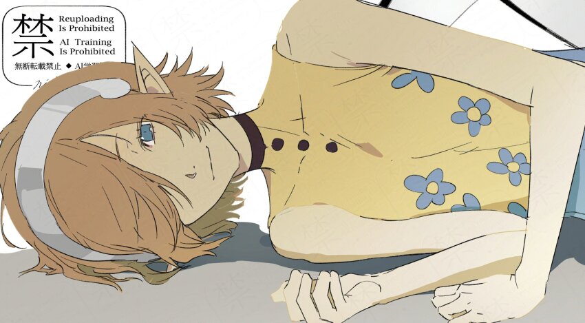 1girl, bare_shoulders, blue_eyes, breasts, brown_hair, closed_mouth, fairy_wings, floral_print