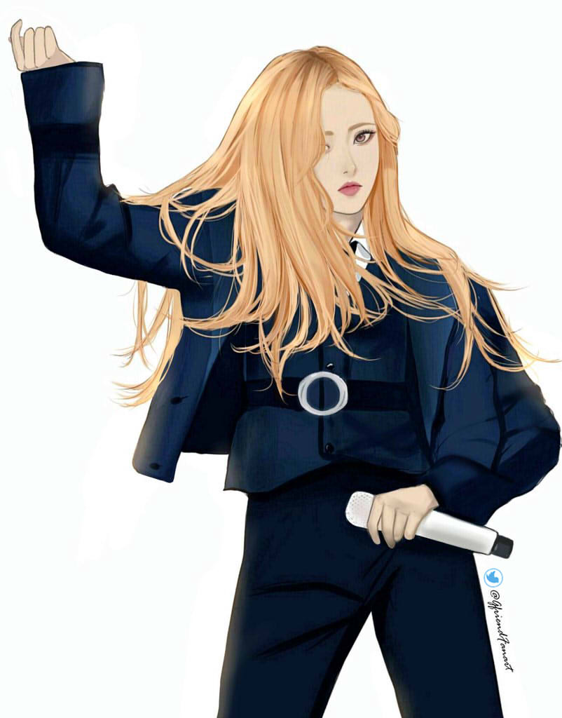 1girl, arm_up, black_jacket, black_suit, black_vest, blonde_hair, commentary, cowboy_shot