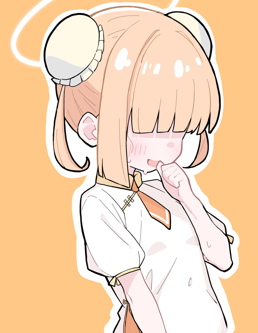 1girl, absurdres, blonde_hair, blue_archive, blush, bun_cover, china_dress, chinese_clothes