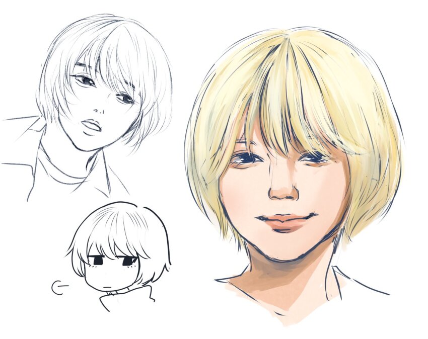 1girl, baby_walkure, blonde_hair, chibi, closed_mouth, commentary, fukagawa_mahiro, kzurrr