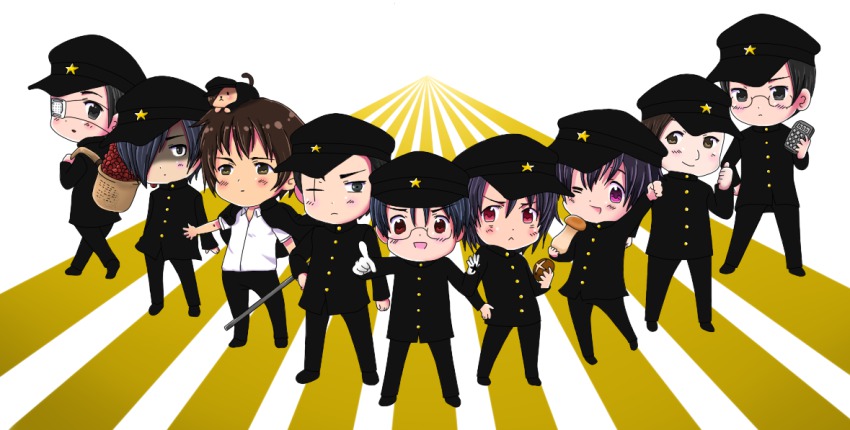 6+boys, axis_powers_hetalia, dafu_(litchi_hikari_club), dentaku_(litchi_hikari_club), gakuran, jaibo_(litchi_hikari_club), kaneda_(litchi_hikari_club), litchi_hikari_club