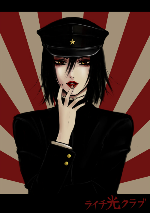 gakuran, jaibo_(litchi_hikari_club), lipstick, litchi_hikari_club, makeup, male_focus, school_uniform