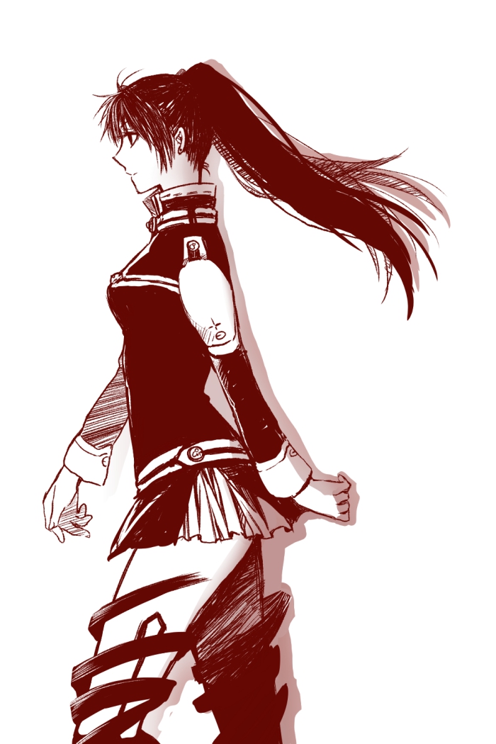 1girl, asukawvm, black_hair, black_jacket, black_order_uniform, black_skirt, closed_mouth, d.gray-man