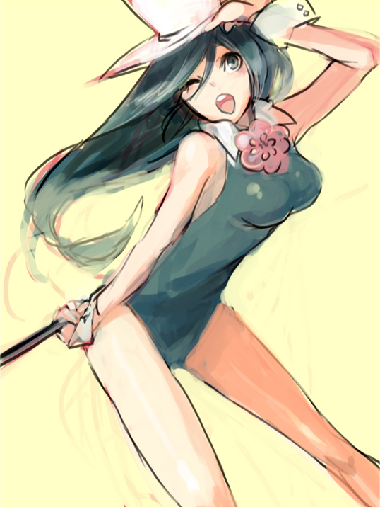 1girl, ac_japan, aisatsu_no_mahou, bad_id, bad_pixiv_id, black_eyes, black_hair, cane