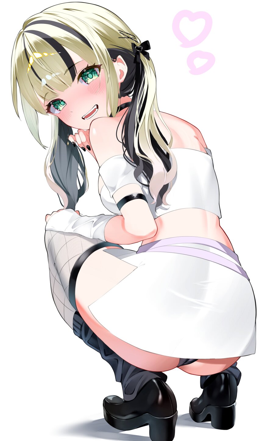 1girl, absurdres, arm_strap, ass, backboob, bare_shoulders, black_choker, black_footwear