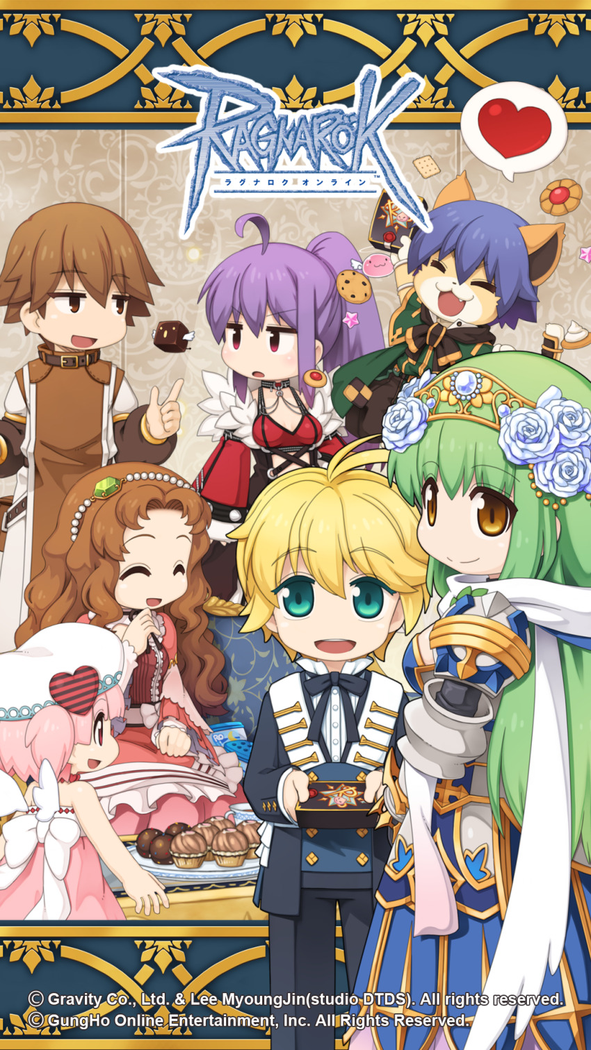 3boys, 4girls, :3, agnes_lugenburg, ahoge, animal_ears, armor, armored_dress