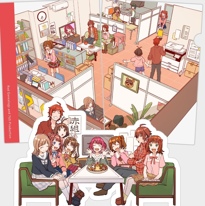 3boys, 6+girls, ^_^, ahoge, amagase_touma, amami_haruka, antenna_hair, blush