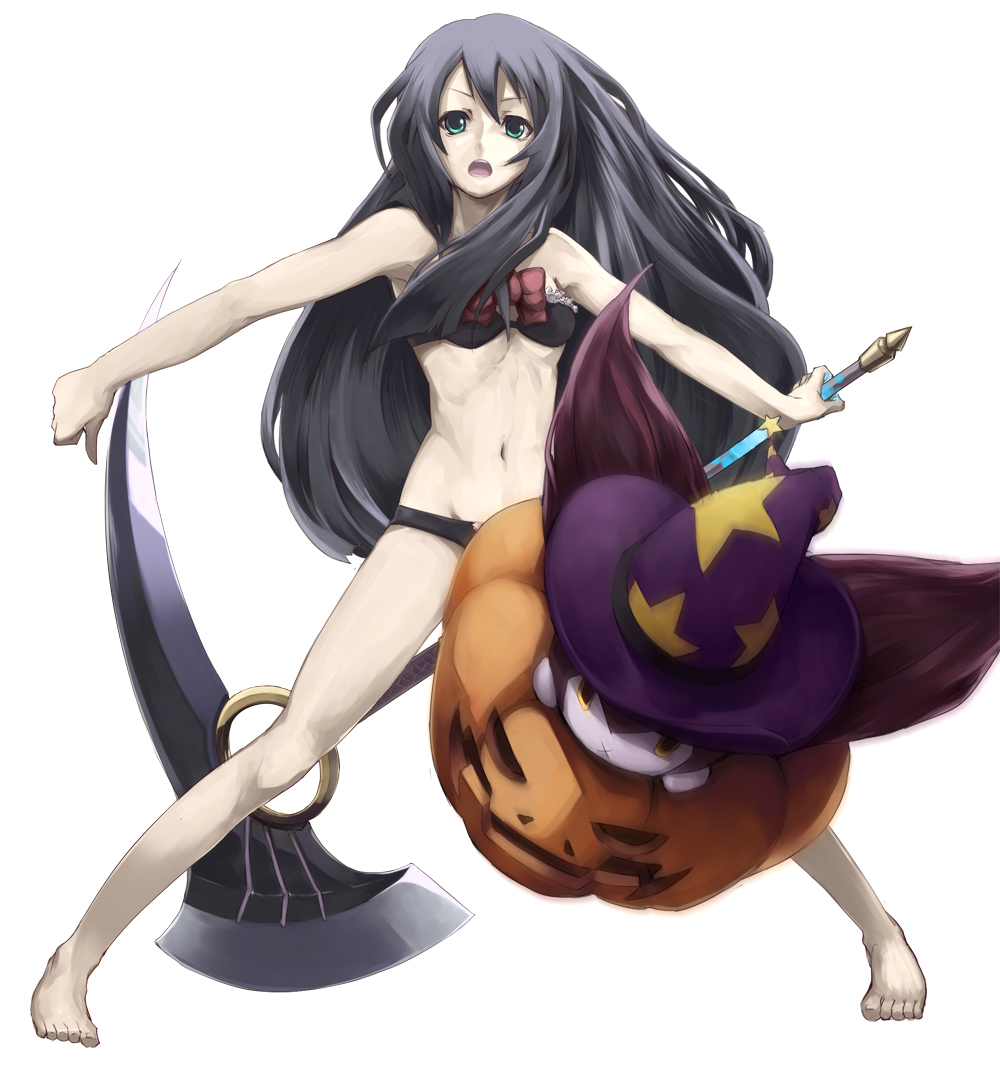 1girl, ar_tonelico, ar_tonelico_iii, barefoot, black_hair, black_panties, bow, female_focus